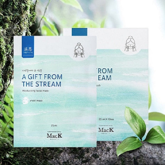[韓國 MacK Beauty] 舒緩降紅保濕急救面膜 (10片裝) A GIFT FROM THE STREAM Moisturizing Facial Mask （10pcs) 敏感肌專用