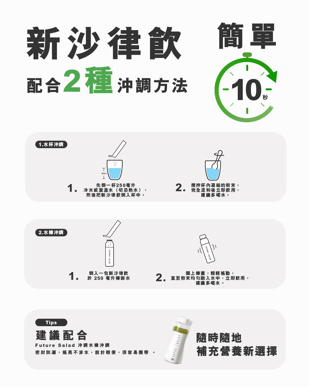 Future Salad 新沙律 配合2種沖調方法 10秒完成即可飲用 | 全清 Allklear