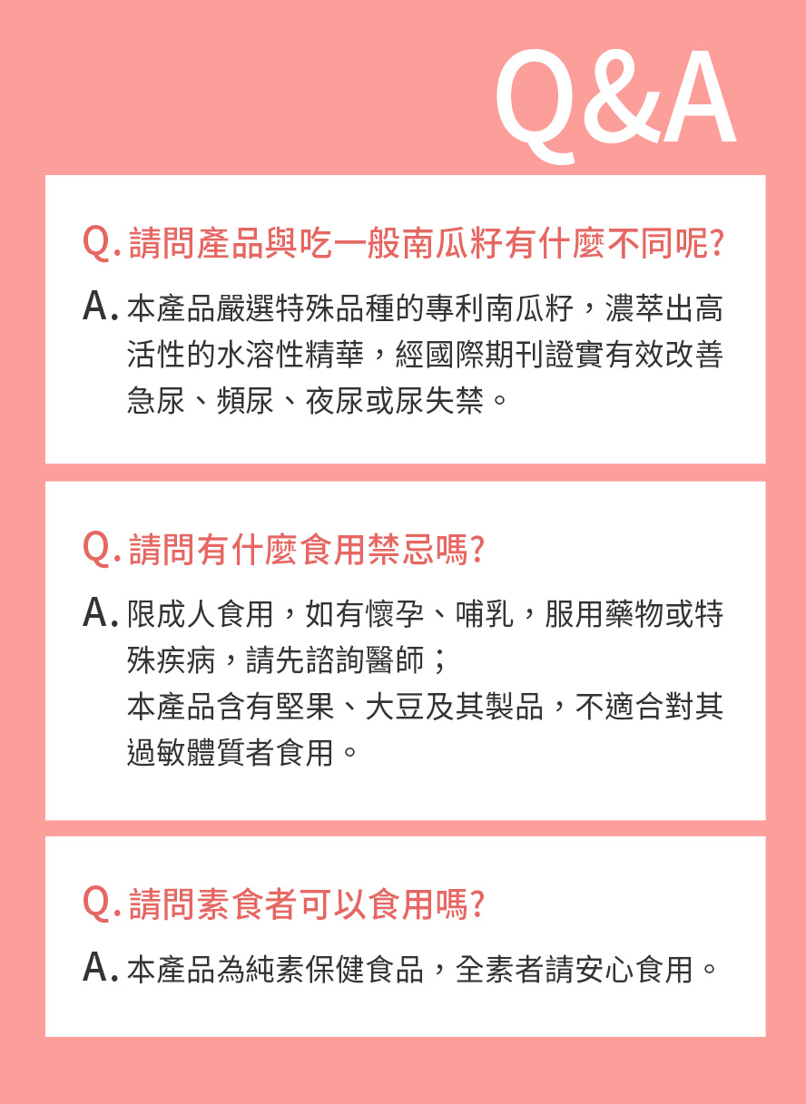 BHK機能護秘適問與答,本產品推薦更年期女性與產後婦女食用。