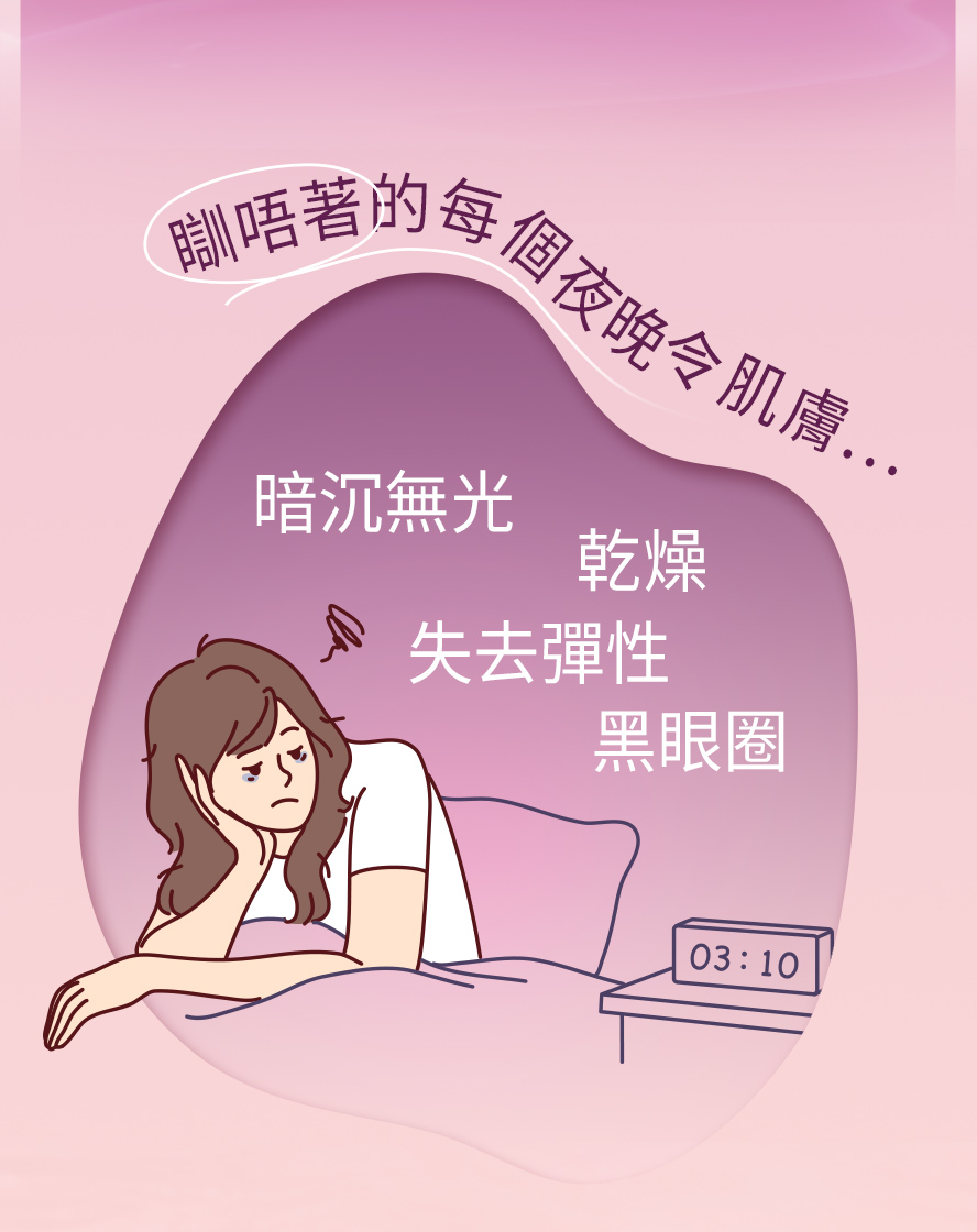 失眠睡不著,讓肌膚暗沉、乾燥沒彈性。